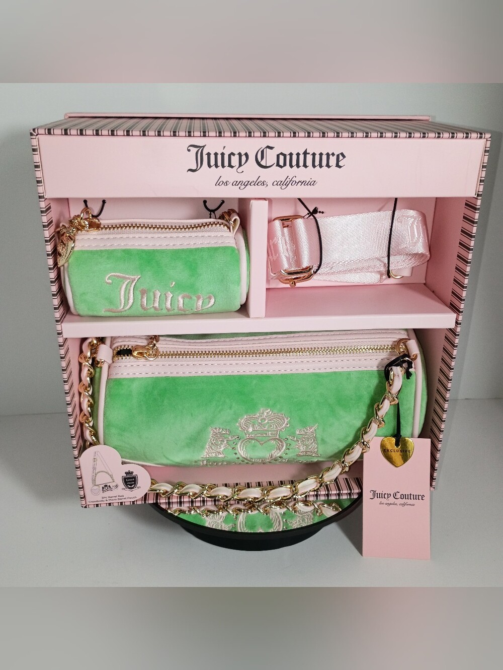 Juicy Couture Exclusive Heritage Green Velvet Chain-Handle Shoulder Bag Set - Picture 2 of 10